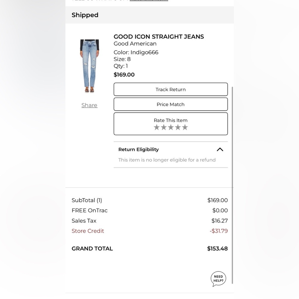 Good American Indigo Straight Leg Jeans